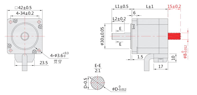 43步進電機外形尺寸圖 43步進電機外形尺寸圖